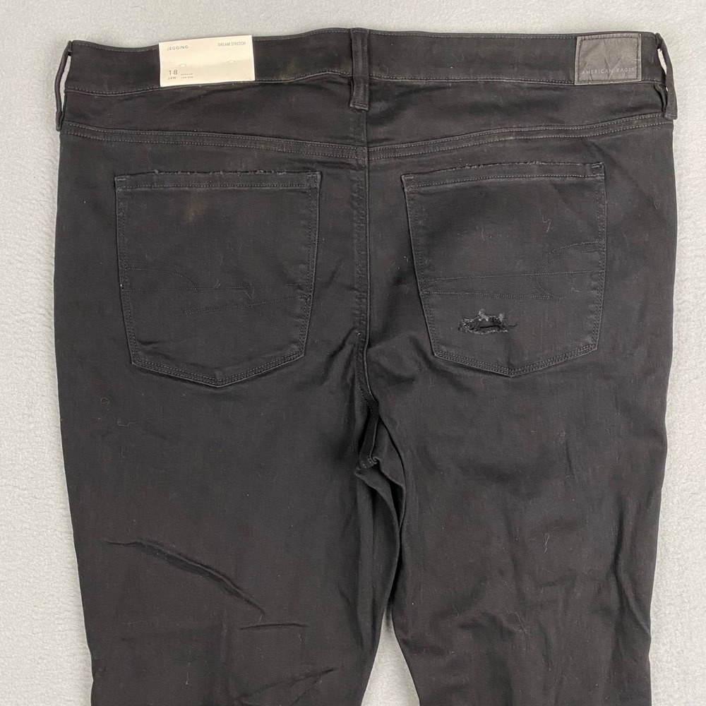 American Eagle Dream Stretch Distressed Destroyed Black Jegging Womens 18 NEW - Picture 4 of 16